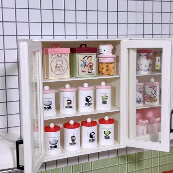 1 st Sanrio KT Katt Te Burkar Miniatyr Dockhus Kök Kaffe A5