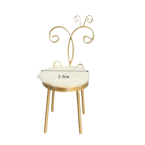 1 stk. 1:12 skala dukkehus mini møbelmodel jernkunst rygstol White