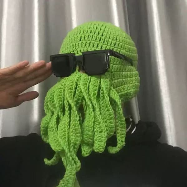 Blæksprutte Blæksprutte Bomuldshat Skør Fest Blækspruttehat Balaclava Hat Red