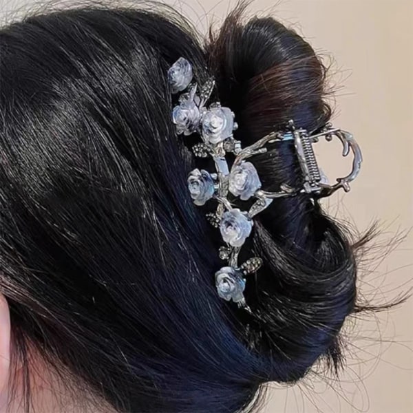Kvinne Camellia Flower Grab Clip Retro Hestehale Braid Crab Meta A2