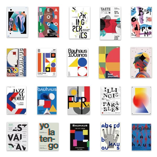 40PCS/set Bauhaus Avantgarde Konstaffisch Målning Cool Graffiti Multicolor