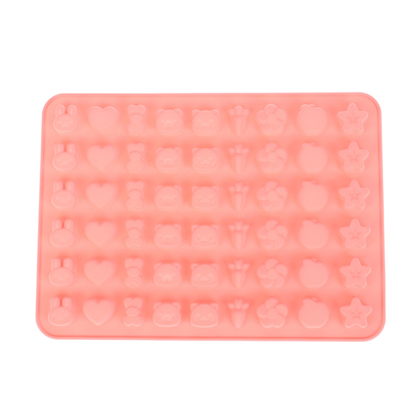 54 håligheter frukt djur silikonform DIY choklad isbit T Pink