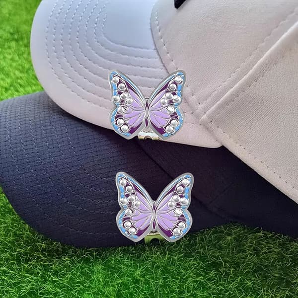 Rhinestone sommerfugl ballcap-markør med magnetisk hatteklips for 1