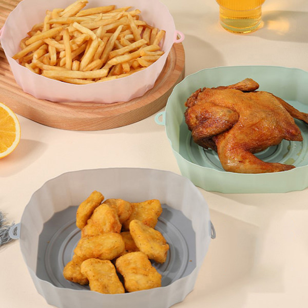 Silikone Papir Air Fryer Bageplade Med Håndtag Mikrobølge Baki Green