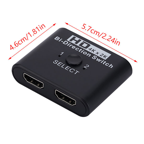 4K 60Hz HDMI Switch 2 Porte 2 In 1 Out Video Splitter til Lapto