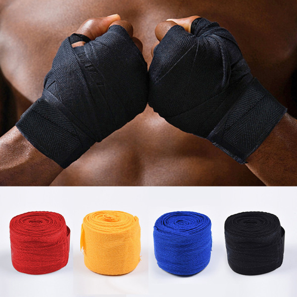 Bomullsboxningsbandage Wrist Wrap Combat Protect Boxning Sport Ki Black 5CMx2.5M
