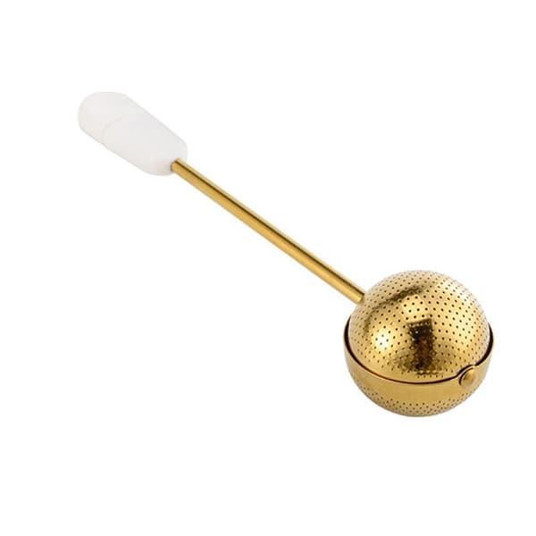Tekugle-infuser med langt håndtag i rustfrit stål, genanvendelig si Gold