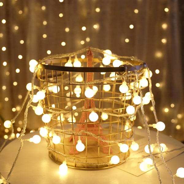 Ferie Lyskjede Ball LED String Plug Lamp Pære String Weddi Beige 6m 40led