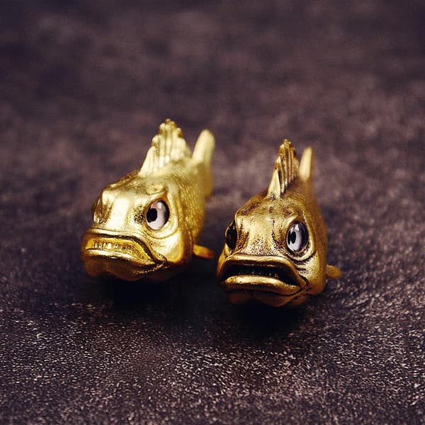 Retro Messing Piranha Figurer Miniatyrer Små Ornamenter Hjem D A2