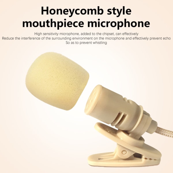 3,5 mm Lavalier trådad mikrofon Röstförstärkare Bärbar Invisi 3.5mm L shaped plug