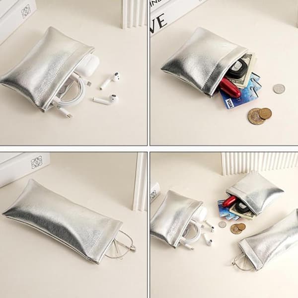Supercool Liten Silverplånbok Bärbar Datakabel Förvaringsväska 1