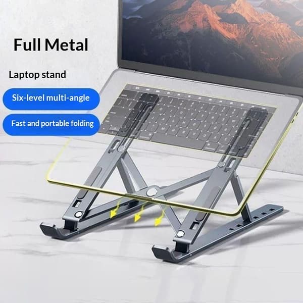 Laptopstativ Metallmateriale Sammenleggbart Bærbart Laptop Høyde L Black