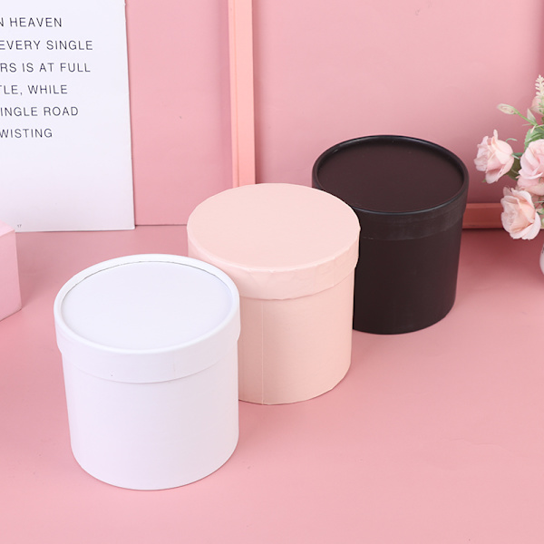 1 kpl Pyöreä Kukkakoripäällinen Paperilaatikko Lahjapakkaukseen White
