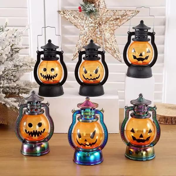 Mini Halloween gresskar LED-lykt med varmt flimrende lys A6