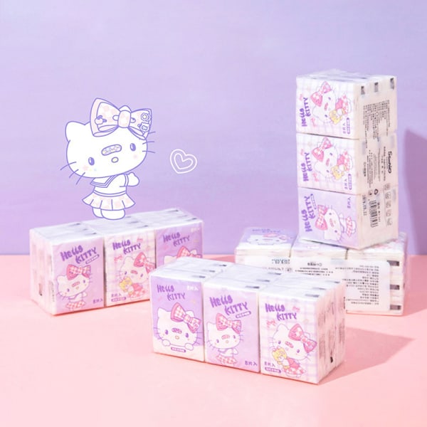 9 st Tissue Kawaii Cartoon Printed Näsduk e Girl Portable A2