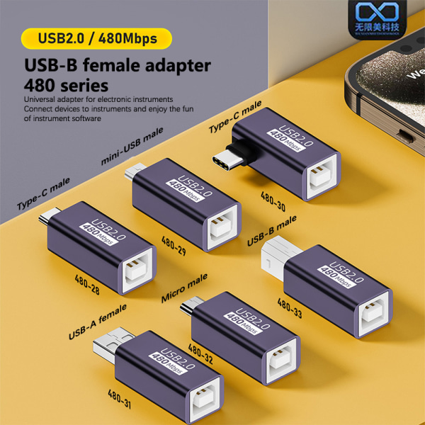USB-B til Type-C Mini USB-adapter for skriver Micro-USB Converte A1