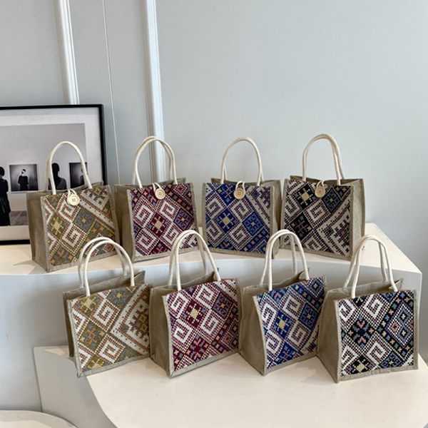 Canvasväskor för kvinnor Axelväska Retro Casual Tote Handväskor E A4