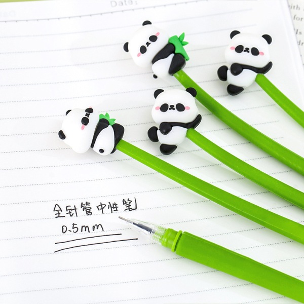 Sarjakuva ja Panda Gel Pen Kawaii 0,5 mm musta muste Neutraali kynät Stu A1