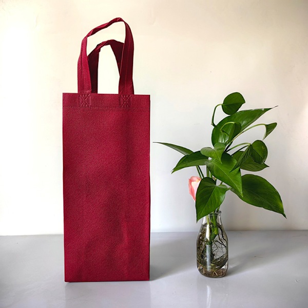 1 stk vinflaske gaveposer i non-woven stoff med håndtak for bryllup WineRedDouble