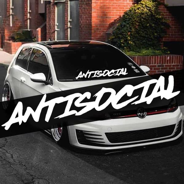Antisosial bilklistremerke Flagg frontrute Creative Competition Let Black