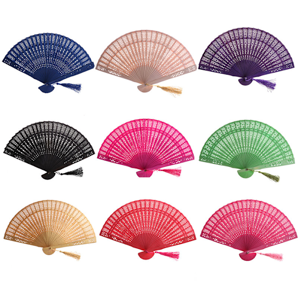 Mote Bryllup Hånd Duftende Fest Utskjært Bambus Folding Fan Green