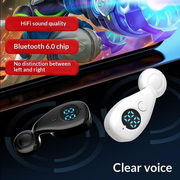 Bluetooth 6.0 Hodetelefon Trådløs Øretelefon HiFi Stereo Støyreduserende Black