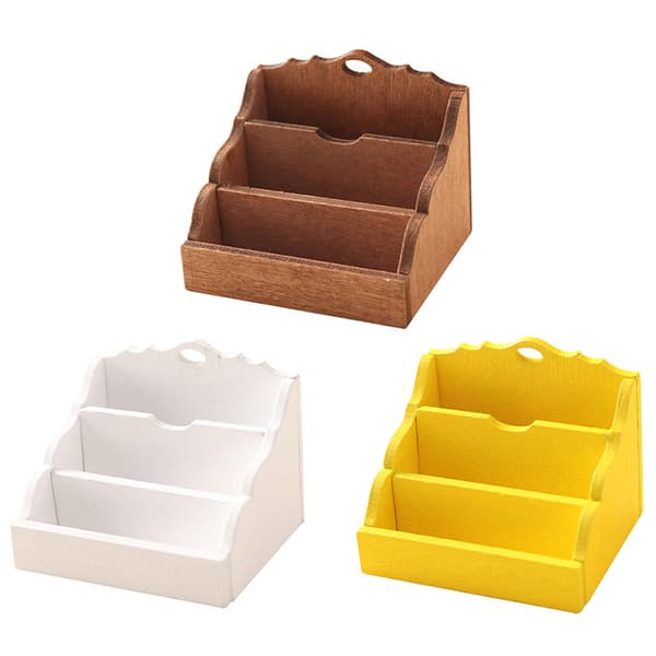1:12 Dollhouse Miniature Desktop Storage Rack Organizer Box Boo White