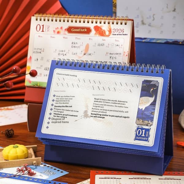 2026 Ny Skrivebordskalender Retro Stor Skrivebordskalender Årlig Til A2