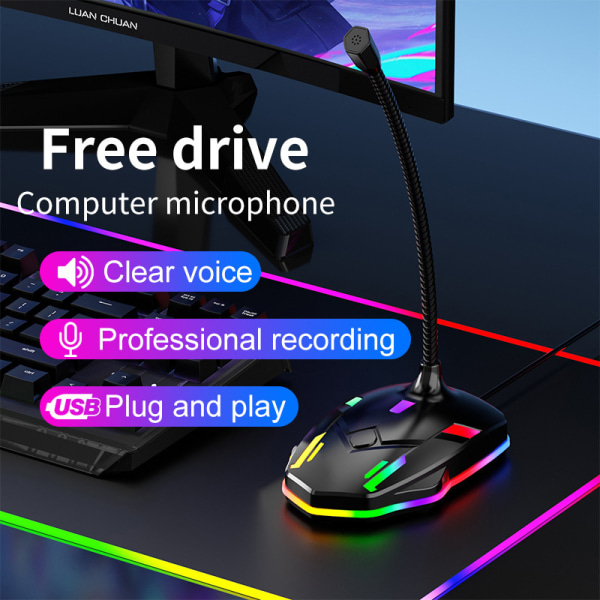 Esports Atmosphere Light RGB Game Desktop Meeting USB kondensator Black