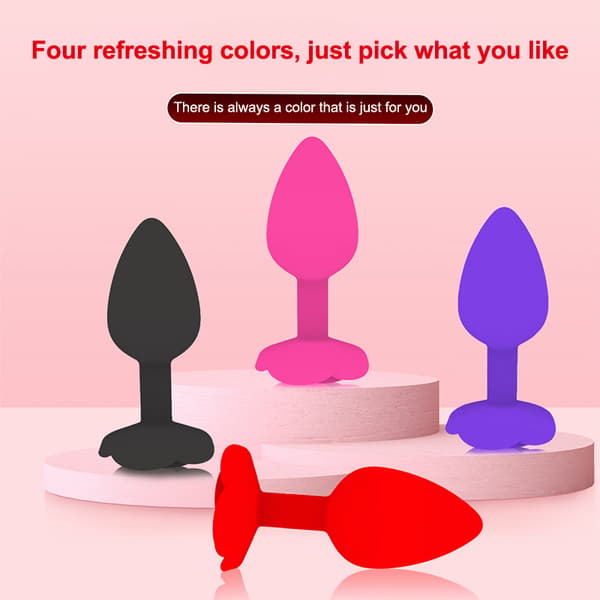 Rose Analplugg 3 Størrelse Silikon Rumpeplugger Stimulator Analsex T Red M