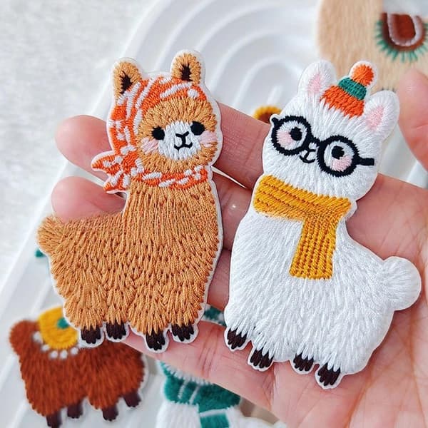 6 stk. håndklædebroderi-patch tegneserie lama broderi-patch til 6pcs
