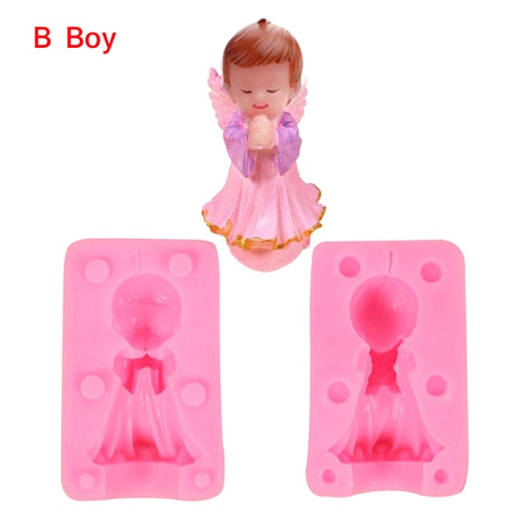 3D Angel Girl Boy Silikone Form Kage Topper Form Baby Fødselsdag B