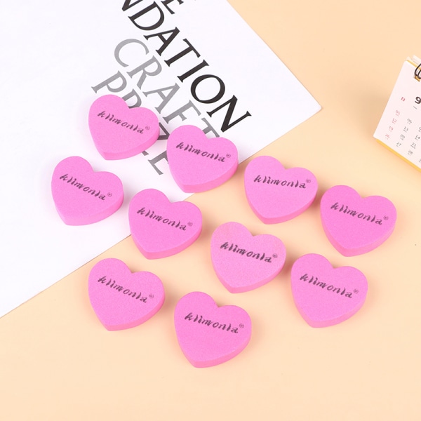 10st rosa hjärta form nagelfil manikyr verktyg nagel smärgelbräda