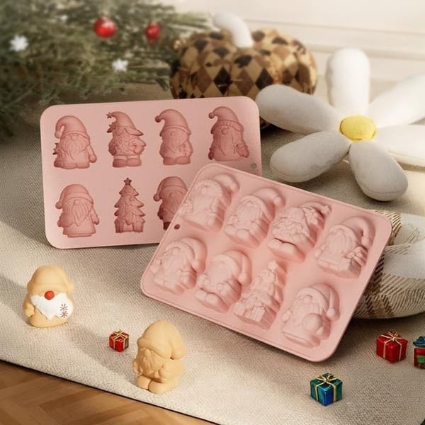 Silikon julebakeform, non-stick overflate, søt julenisse