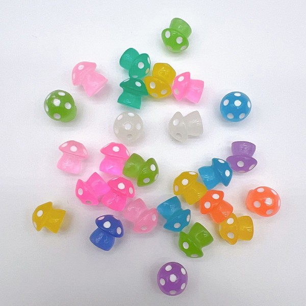 10 stk Farverige Lysende Mini Svampe Figurer Miniature Mush