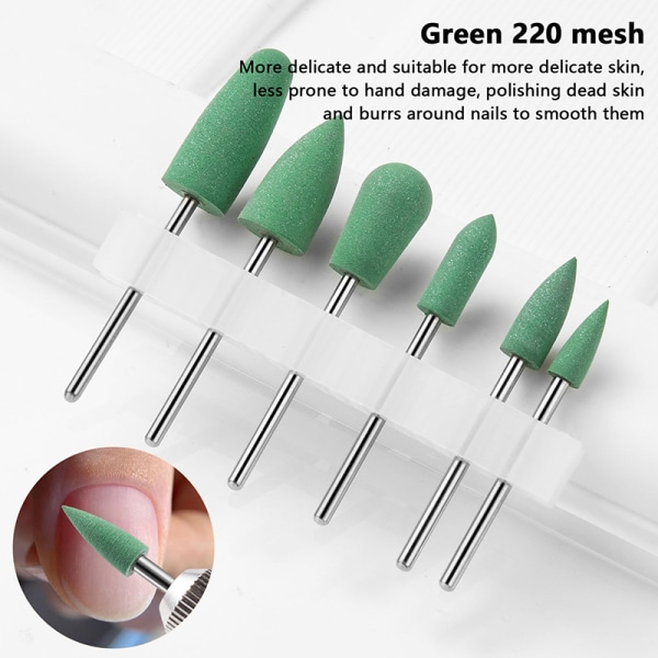 Gummi Silikon Fresing ter Nail Drill Bit hine Manicure Nail B Green