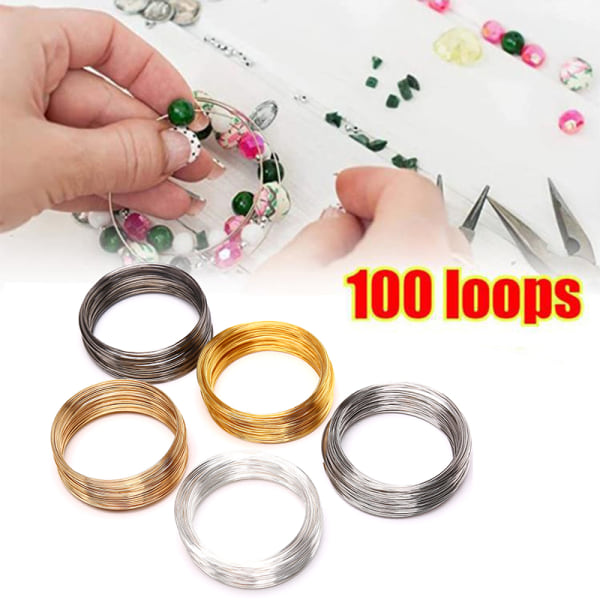 100 cirklar 0,6 mm Stålminnetråd för pärlbandarmband Rose Gold