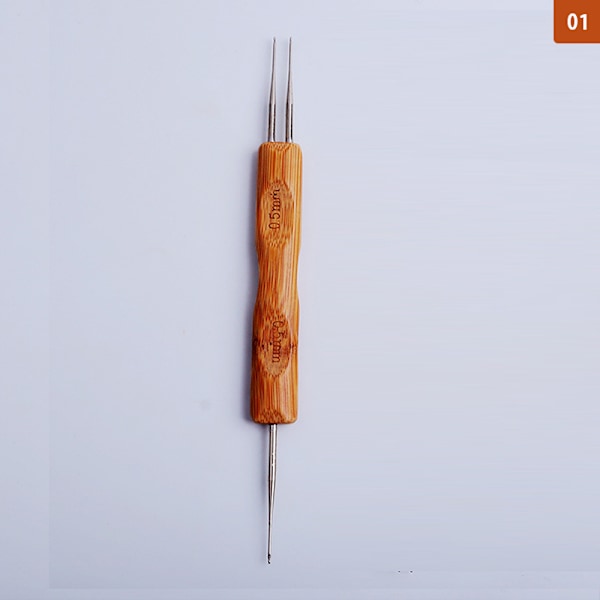 Dobbelthodet Dreadlock Hekle Bambus Håndtak Krok For Dreadsloc 0.5mm(1+2)