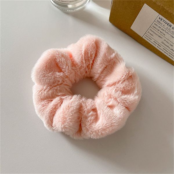 Winter Warm Soft Hair Scrunchies Dame e Plush Elastic Multicol Dark pink