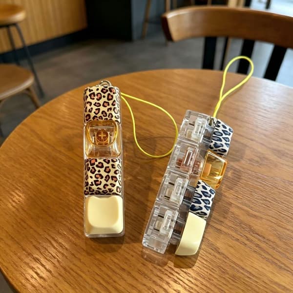 Kreativ Leopard Tangentbordsknapp Leksak Lysande Tyst Tryck Reli Pink Without light