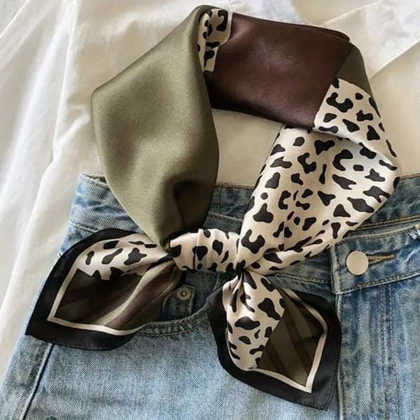 70*70 cm Leopard Grøn Brun Silketørklæde Kvinder Simuleret Silke Ele A4