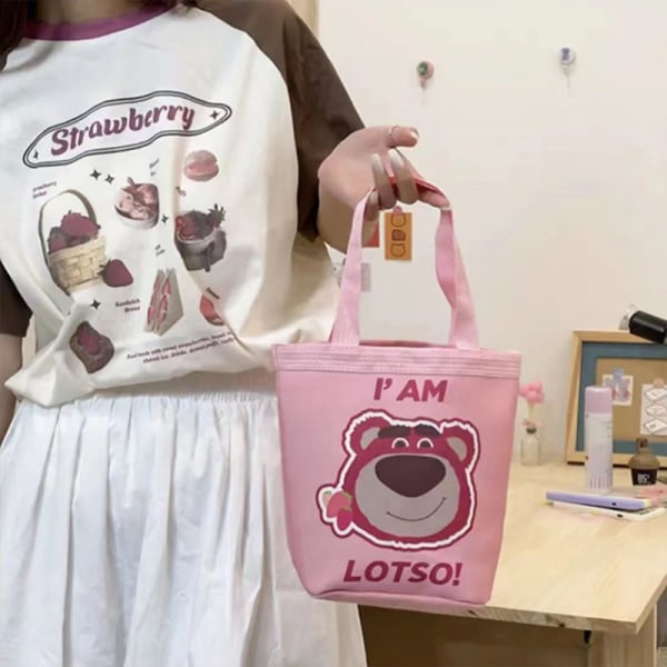 Tegneserietryk Lærredshåndtaske Fashion e Bucket Bag Damefrokost A15