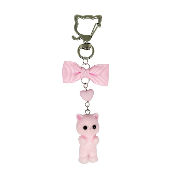Kawaii plysch katt nyckelring Söta söta bowknot katt nyckelring flickor Pink