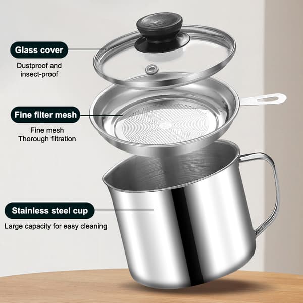 Glasslokk Baconfettbeholder Silver