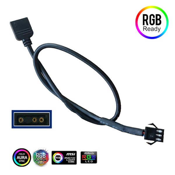 Emolevyn RGB-sovittimen muunnoskaapeli 5V 3Pin / 12V 4Pin Led 3P Male