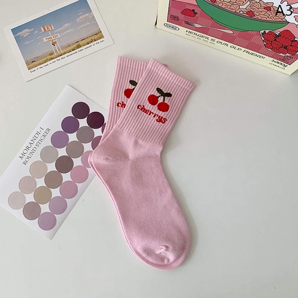 Vaaleanpunaiset kukat Naisten sukat Muoti ja Sweet Harajuku Puuvillasukat C A3
