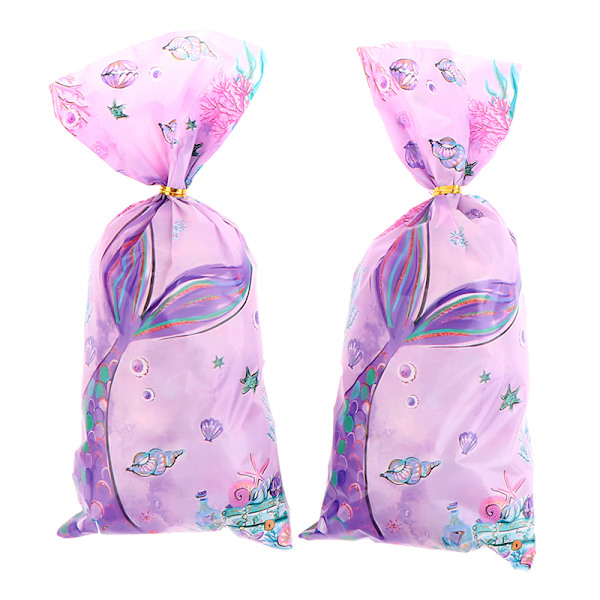 50 stk. Havfrue Fest slikposer Biscuit Pakkepose Havfrue Fødselsdag 50Pcs