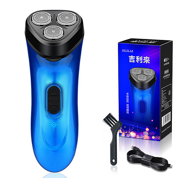 Bærbar elektrisk barbermaskine USB Elektrisk barberskæg ter Opladning Blue