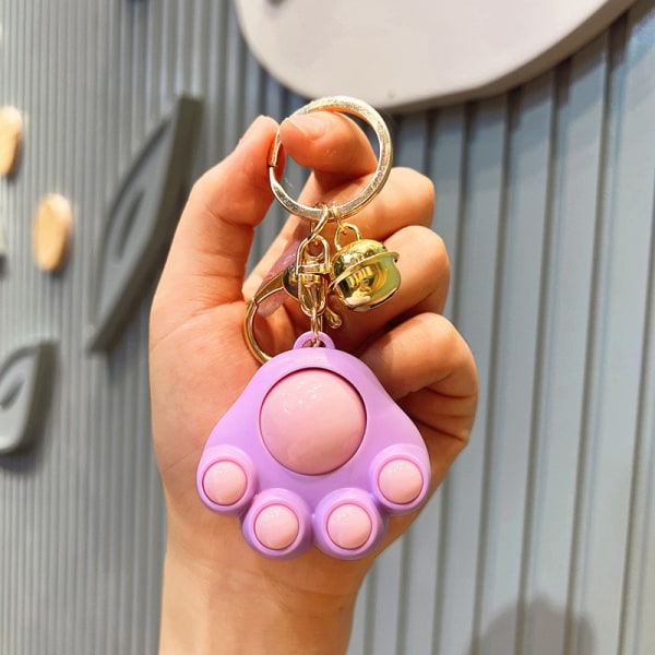 Mini massageboll Nyckelring Cat Claw Pendant Tecknad massage också Purple