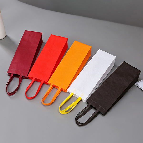 1 stk vinflaske gaveposer i non-woven stoff med håndtak for bryllup WineRedDouble